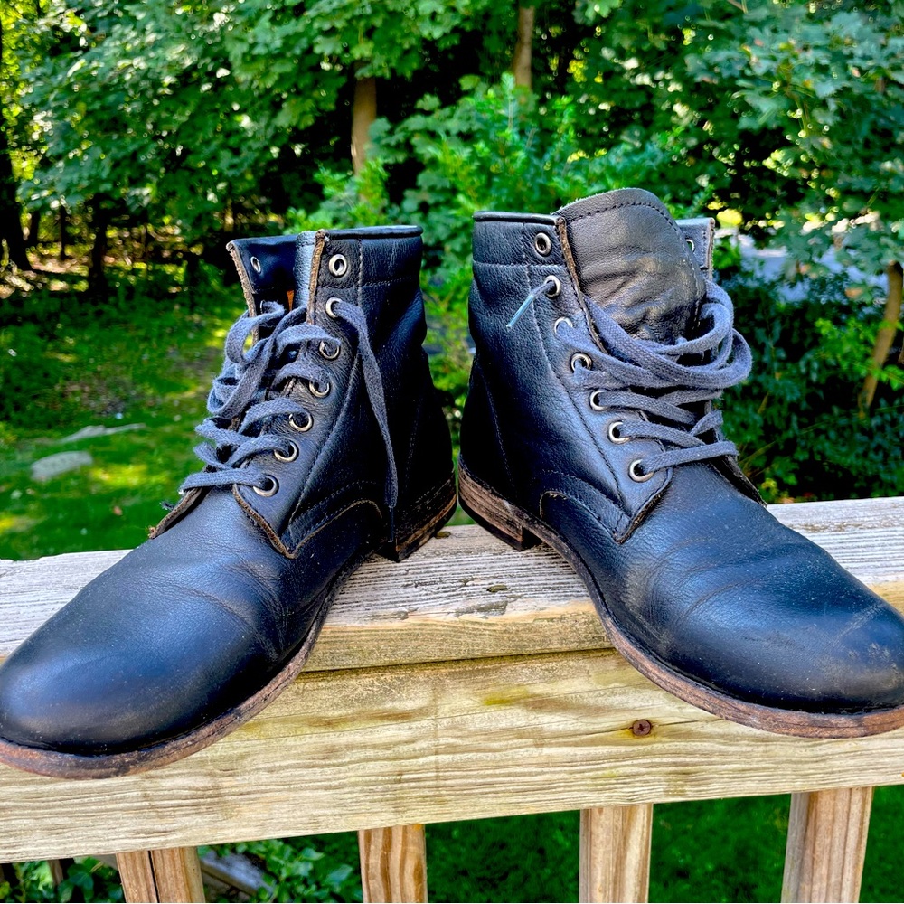 Frye lace up leather boots